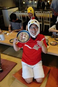 長門のちくぜんにて、焼き鳥職業体験。水谷真実